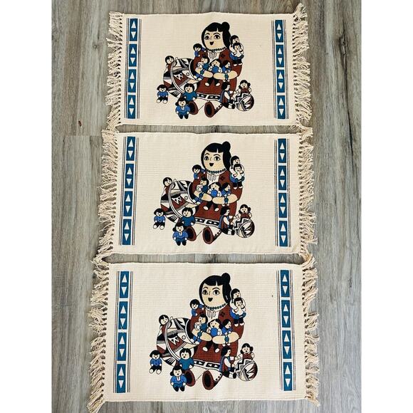 3 El Paso Saddleblanket Co STORYTELLER Fringed Southwestern Woven Placemats Lot - Picture 1 of 10